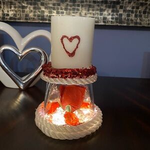 Heart Candle Holder with Red Accents